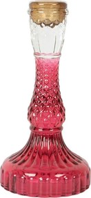 Ružový sklenený svietnik na úzku sviečku Colorful Garden - Ø 9*17 cm