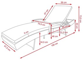 Záhradné relaxačné lehátko Avenberg VARADERO čierna/sivá