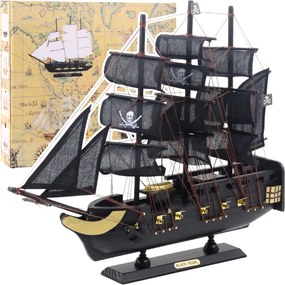LEAN Toys Zberateľský model dekoratívnej plachetnice Black Pearl 40x35cm