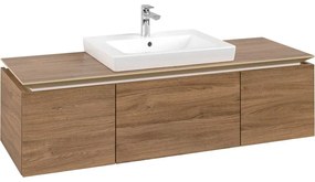 VILLEROY &amp; BOCH Legato závesná skrinka pod umývadlo (umývadlo v strede), 3 zásuvky, 1400 x 500 x 380 mm, Oak Kansas, B68400RH