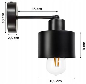 BERGE Nástenná lampa - kinkiet - KUBEK - E27 - čierny