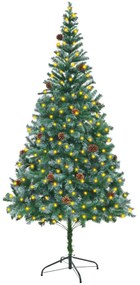 Umelý vianočný stromček LED a borovicové šišky 210 cm 3077443