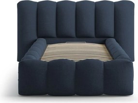 Modrá čalúnená jednolôžková posteľ s úložným priestorom s roštom 90x200 cm Lupine – Micadoni