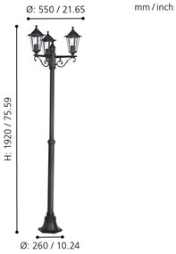 EGLO 22145 - Vonkajšie lampa LATERNA 4 3xE27/60W