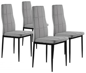 ModernHome Sada 4 ks šedých čalúnených jedálenských stoličiek