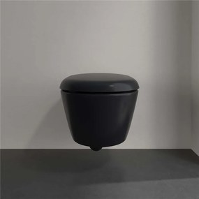 VILLEROY &amp; BOCH Antao závesné WC s TwistFlush, s hlbokým splachovaním bez vnútorného okraja, 370 x 560 mm, Pure Black, s povrchom CeramicPlus, 4674T0R7