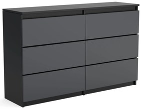 Veľká komoda 6 zásuviek ARIE šírka 120cm Čierna/antracitová