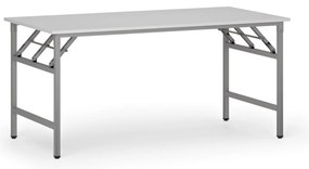 Konferenčný stôl FAST READY, 160x80 cm, sivostrieborná podnož, biela