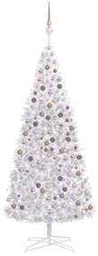 Umelý vianočný stromček s LED a súpravou gulí 400 cm biely 3077839