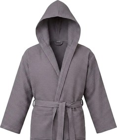 Vaflový župan s kapucňou SPAFFLE, sivý Veľkosť: L/XL