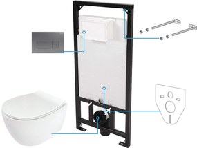 Deante Silia, závesný WC set 6v1 pod omietku, biela-antracitová, DEA-CDLT6ZPW