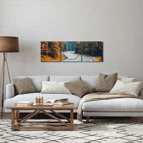 Obraz - Kľukatá cesta (s hodinami) (90x30 cm)