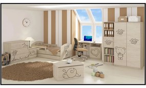 Detská truhla na hračky s výrezom MÉĎA - prírodná