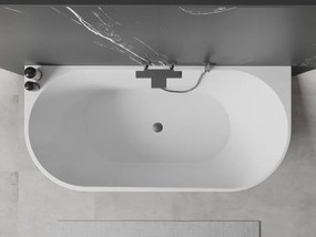 Mexen Oval, voľne stojaca nástenná vaňa 170 x 80 cm, biela, grafitový prepad, 52671708000-66