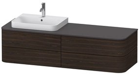 DURAVIT Happy D.2 Plus závesná skrinka pod umývadlo pod dosku (umývadlo vľavo), 4 zásuvky, 1600 x 550 x 408 mm, orech kartáčovaný, HP4973L6969