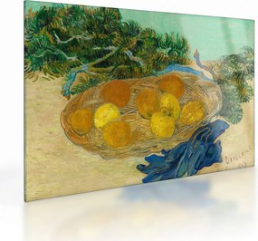 Sklenený obraz - Vincent van Gogh, Still Life of  Oranges and Lemons with  Blue Gloves, reprodukcia (70x50 cm)