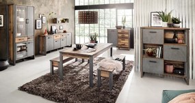 Vysoká vitrína Prime, vintage optika dreva