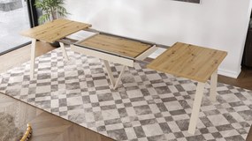AVERY Dub Artisan/spodok béžový - LOFTOVÝ / PRIEMYSELNÝ STÔL DO OBÝVAČKY/ JEDÁLNE ROZKLADACÍ DO 290 cm!