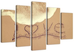 Obraz na plátně pětidílný Láska Sand Lettering - 200x100 cm