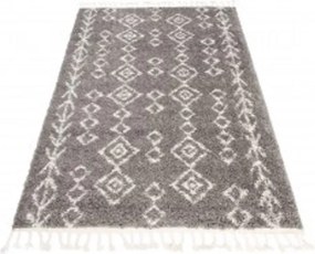 TA Koberec G940B TMAVO ŠEDÁ/KRÉMOVÁ BOHO STRAPCE