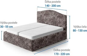 Bielastické poťahy MARMO hnedé posteľ (š.140 - 200 cm)