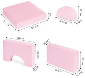 ECOTOYS Modulárne rozkladacie kreslo pre deti - 8 mäkkých ružových vankúšov