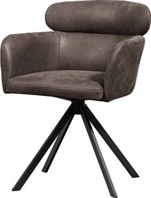 Tmavohnedé čalúnené jedálenské kreslo s podrúčkami Fenne – WOOOD