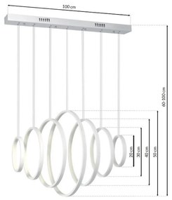 Závesné LED svietidlo Pixels, 7x LED 96w, 4000k, w