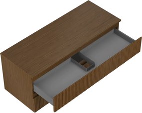 Mexen Rivel, kúpeľňová skrinka 120 cm s hornou doskou, 2 zásuvky, drážkovaná, orech, 91A20-12047-2-BFFC86