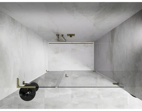 Mexen Lunar-B, L výklopné pravé sprchové dvere 140 cm, 8mm číre sklo, zlatý matný profil, 832SL-140-050-55-00-P