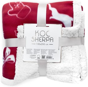 Červená vianočná deka s baránkom - 150 x 200 cm