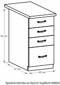 Kuchynská linka Provance Provance: Spodná skrinka D40S4 - 40x82x47 cm