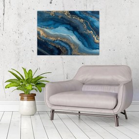 Sklenený obraz - Modrá mramorová abstrakcia (70x50 cm)