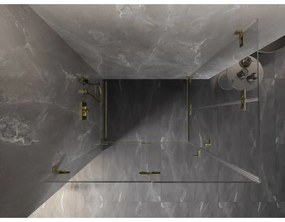 Mexen Lunar-F Duo, skladací sprchový kút 100 x 95 cm, 8mm číre sklo, zlatý matný profil, 836-100L-095P-55-00