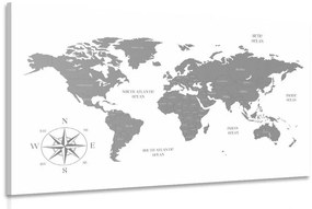 Obraz decentná mapa v šedom prevedení - 60x40