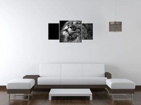 Gario Obraz s hodinami Strieborný lev - 3 dielny Rozmery: 80 x 40 cm