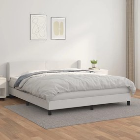 Boxspring posteľ s matracom biela 160x200 cm umelá koža 3130668
