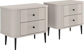 Nočné stolíky Vespera 56 cm - 2 ks - kašmírová / čierne nožičky