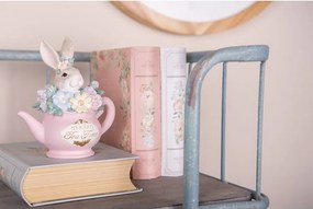 Ružový úložný box s kvetmi v tvare knihy Book Van - 17*14*5 cm