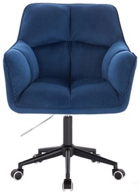 LuxuryForm DESIGN Kreslo AMALFI VELUR na čiernej podstave s kolieskami - modré