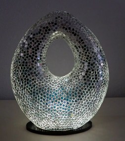 Stolná lampa ART OVAL, zrkadlová, ručná práca, 50 cm