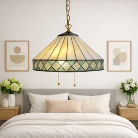 Luster do obývačky Tiffany vitráž ATRIA double chain Ø40 2*E27