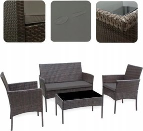 Elegantná ratanová záhradná sedacia súprava so stolom v hnedej farbe