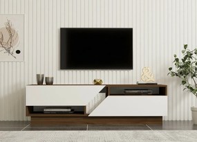 Koza TV stolík z orechového dreva a bielej farby