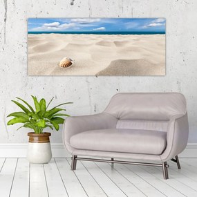 Obraz - Mušle na pláži (120x50 cm)