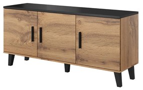 Komoda Sanna 150 3D, Farby: briliantovo biela matná / dub sonoma