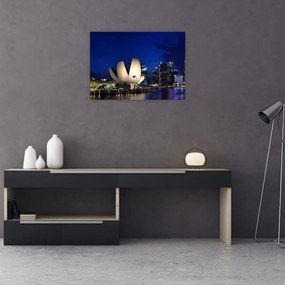 Sklenený obraz nočného Singapuru (70x50 cm)