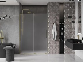 Mexen Velar, posuvné sprchové dvere do otvoru 150 cm, 8mm sklo námraza, zlatá lesklá, 871-150-000-31-50