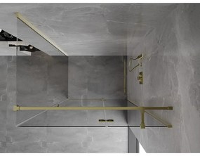 Mexen Mist H T, sprchový kút s výklopnými dverami pravý 115 x 75 cm, číre sklo, zlatá, 8A5T-115-075-50-00-P