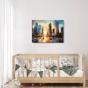 Sklenený obraz - Maľba mesta (70x50 cm)